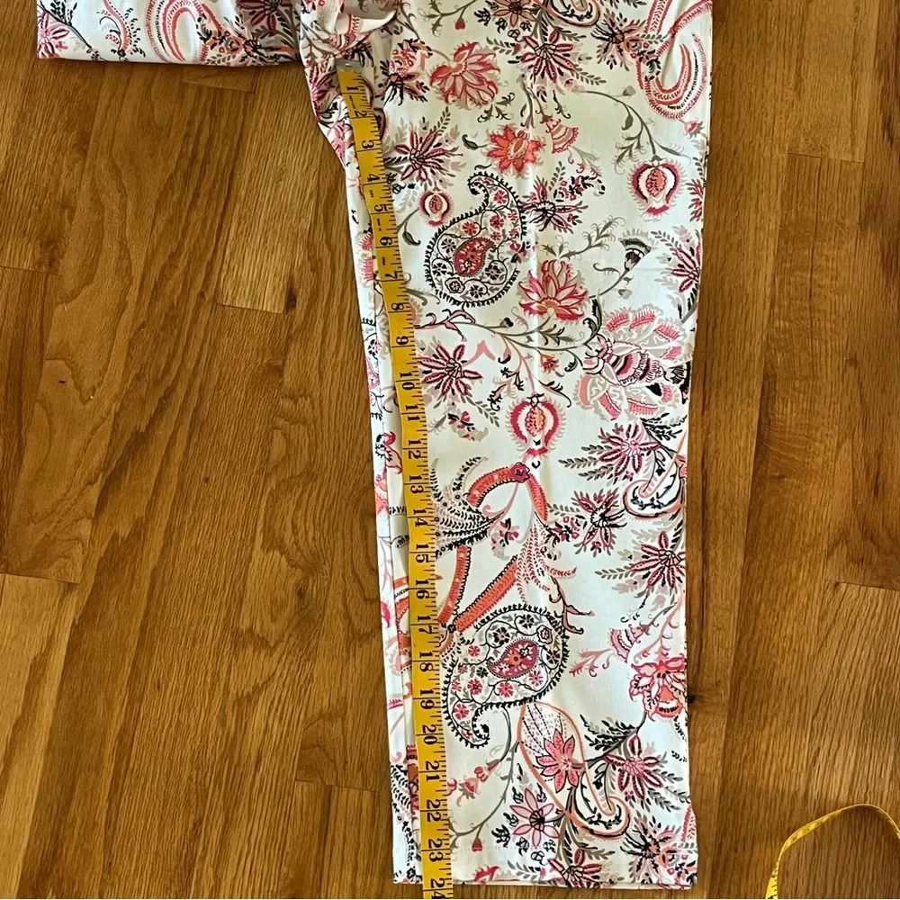 Rafaella Women's Stretch Paisley Floral Cropped Capris Pants - Red, Pink,Orange - Picture 13 of 13
